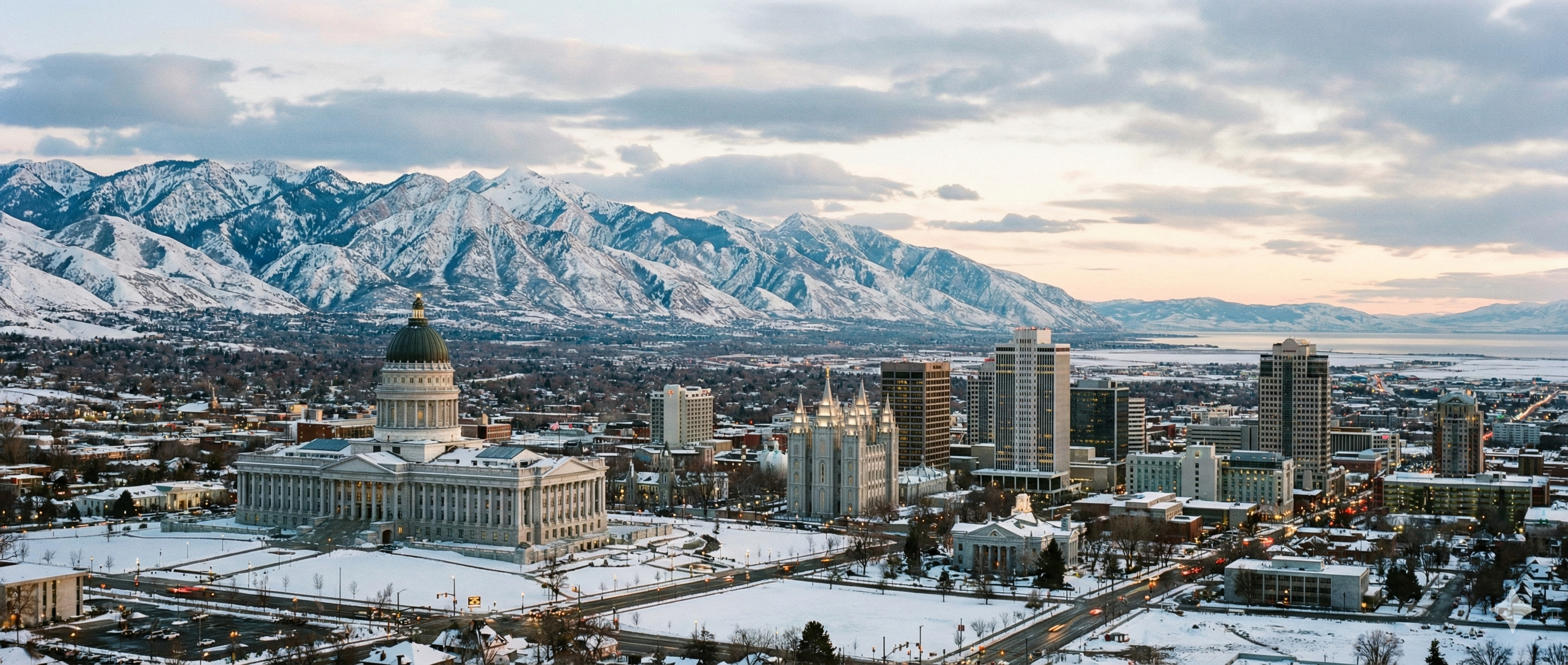 Salt Lake City skyline with mountains